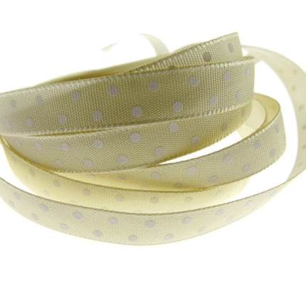 Polka Dot Spotty Satin Ribbon 10mm Ribbon with Woven Edge  8 Colours - ThreadandTrimmings
