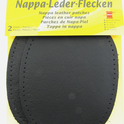 Nappa Leather Patches Sew On Pre Punched Elbows And Knees  10cm x 12.5cm - ThreadandTrimmings