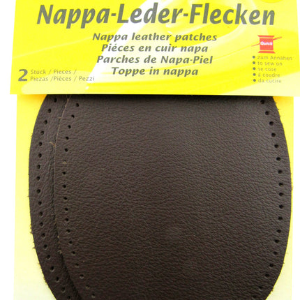 Nappa Leather Patches Sew On Pre Punched Elbows And Knees  10cm x 12.5cm - ThreadandTrimmings