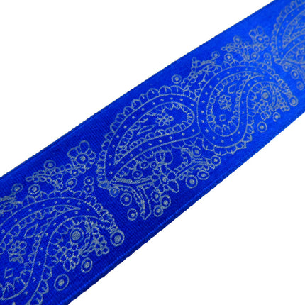 Royal Satin Ribbon with Printed Paisley Design / Cake Trim 5m x 25mm  (madeus) - ThreadandTrimmings