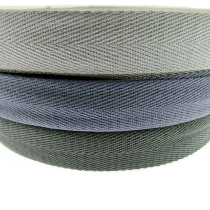 Soft Cotton Rich Herringbone Twill Webbing Strap For Bags - 25mm Wide - ThreadandTrimmings