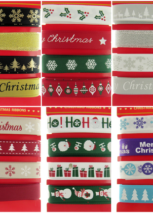 Mixed Christmas Ribbon by Italian Options - 12mm x 4 Designs x 2m Lengths