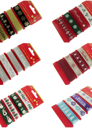 Mixed Christmas Ribbon by Italian Options - 12mm x 4 Designs x 2m Lengths