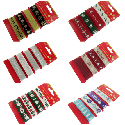 Mixed Christmas Ribbon by Italian Options - 12mm x 4 Designs x 2m Lengths