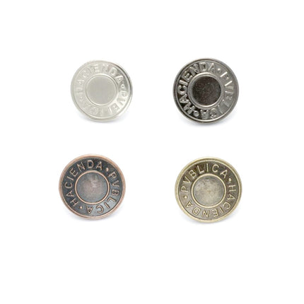 Round Hammer On Jean Buttons - 14mm Plastic Shank With Metal "Hacienda" Cap 3 - ThreadandTrimmings
