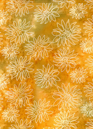 Batik Cotton Fabric by John Louden - 100% - Yellow Floral - JLB0110 Col 3 - ThreadandTrimmings