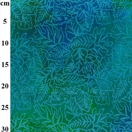 Cotton Batik Fabric John Louden - 100% Cotton - Green Leaves - JLB0112 Col 1 - ThreadandTrimmings