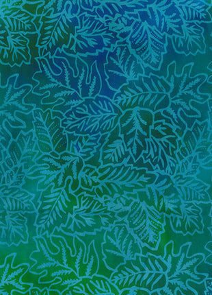 Cotton Batik Fabric John Louden - 100% Cotton - Green Leaves - JLB0112 Col 1 - ThreadandTrimmings