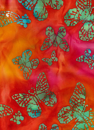 Batik Cotton Fabric by John Louden- 100% Cotton Orange Butterfly - JLB0116 Des 2
