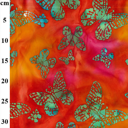 Batik Cotton Fabric by John Louden- 100% Cotton Orange Butterfly - JLB0116 Des 2