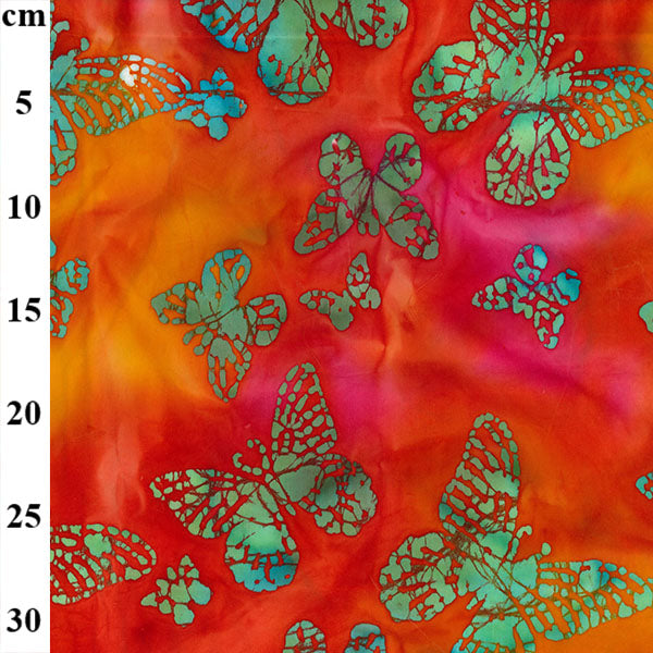 Batik Cotton Fabric by John Louden- 100% Cotton Orange Butterfly - JLB0116 Des 2