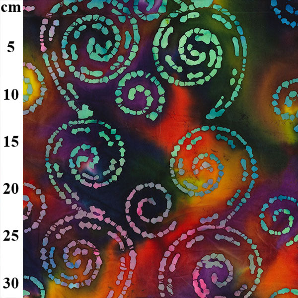 Batik Cotton Fabric by John Louden 100% Cotton Multi Colour Swirls  - JLB0123