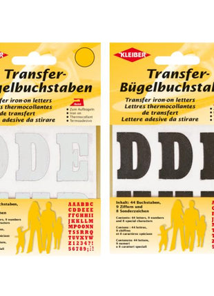 Iron On Letters Numbers & Special Characters in Black or White 44 pcs K790