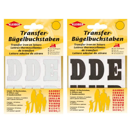 Iron On Letters Numbers & Special Characters in Black or White 44 pcs K790