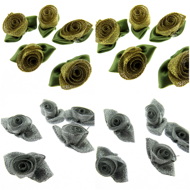 Lurex Ribbon Bows Gold and Silver 30mm Craft Christmas Pack 5