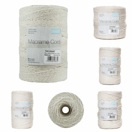 Macrame Cotton Cord 500gm Natural Non Colourfast Cord - 100% Cotton TMC/NAT