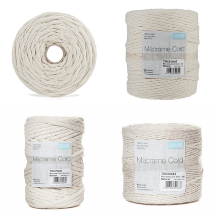 Natural Macrame Cord 100% Cotton 1 Kilo Rolls Made in UK - ThreadandTrimmings