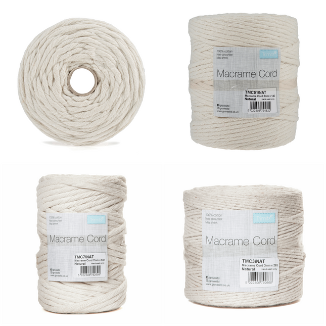 Natural Macrame Cord 100% Cotton 1 Kilo Rolls Made in UK - ThreadandTrimmings