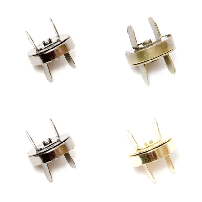 Magnetic bag fasteners on a white background