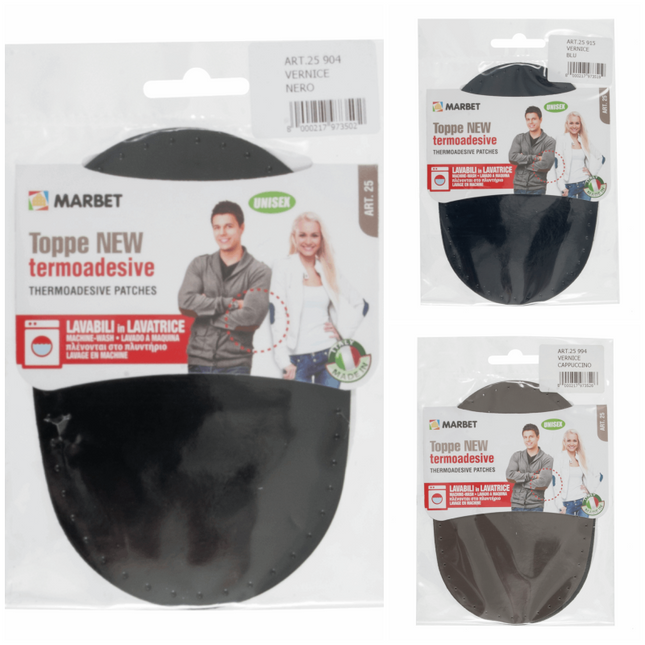 Patent Leather Effect Elbow Patches 1 Pair Synthetic Vinyl