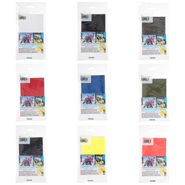 A selection of colourful self adhesive waterproof patches on a white background