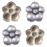 Round Metal Flower Button with Modern Twist - Bronze/Silver Button With Petals