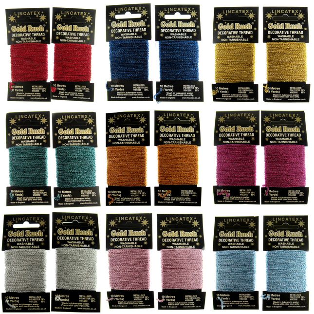 Decorative Metallic Glitter Embroidery Thread - 2 x 10m Packs (20m) - Lincatex