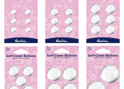 Self Cover Buttons by Hemline Brass Metal - Easy to Fit - 6 Sizes 11mm - 38mm - ThreadandTrimmings