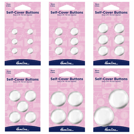 Self Cover Buttons by Hemline Brass Metal - Easy to Fit - 6 Sizes 11mm - 38mm - ThreadandTrimmings