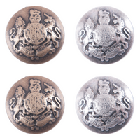 Round Military Style Blazer Buttons with Prancing Lion & Unicorn - G4316