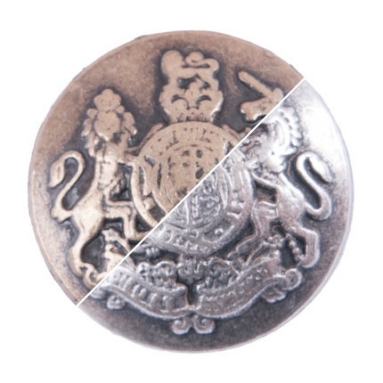 Round Silver Blazer Buttons Military Style with Prancing Lion & Unicorn G4316 - ThreadandTrimmings