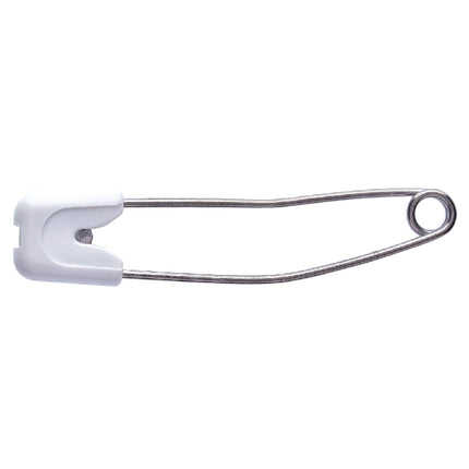 Nappy Safety Pins with Safety Lock Push In Plastic Head - 56mm Long - ThreadandTrimmings