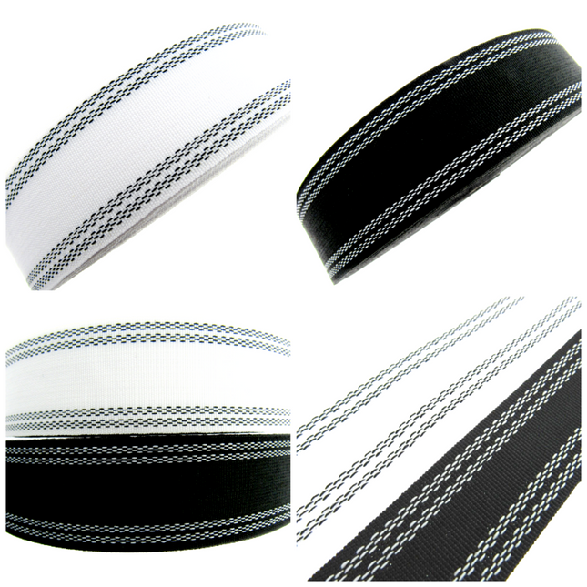Waistband Petersham For Skirts & Millinery - 25mm/38mm - Black/White - ThreadandTrimmings