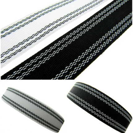 Waistband Petersham For Skirts & Millinery - 25mm/38mm - Black/White - ThreadandTrimmings