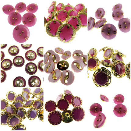 Round Shank Buttons Pink, Cerise, Gold - Clearance Buttons - ThreadandTrimmings