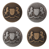 Round Prancing Lion & Unicorn Crested Metal Shank Blazer Buttons Bronze & Silver