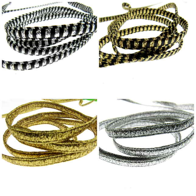Lurex President Braid Four Colours Available 8mm Wide - ThreadandTrimmings