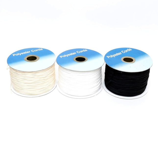 Non Stretch Roman Blind Cord - 200m Roll of 1.2mm White, Cream, Black Polyester - ThreadandTrimmings