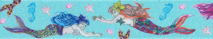 Satin Mermaid Friends Ribbon by Berisfords - 25mm Wide - 3 Meter Lengths - ThreadandTrimmings