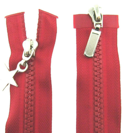 23" Chunky Plastic 2-Way (Two Way) Open End Zip - With Metal Star Puller - ThreadandTrimmings