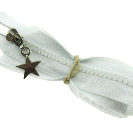 23" Chunky Plastic 2-Way (Two Way) Open End Zip - With Metal Star Puller - ThreadandTrimmings