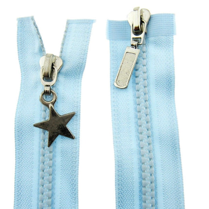 23" Chunky Plastic 2-Way (Two Way) Open End Zip - With Metal Star Puller - ThreadandTrimmings