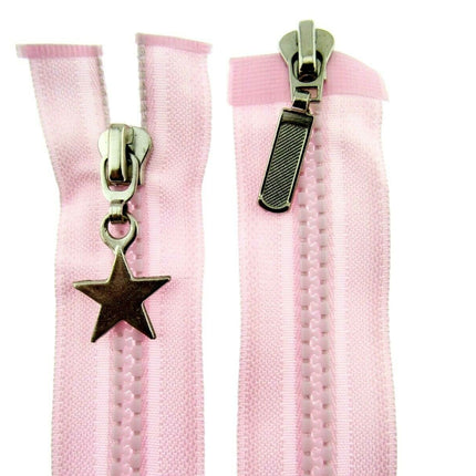 23" Chunky Plastic 2-Way (Two Way) Open End Zip - With Metal Star Puller - ThreadandTrimmings