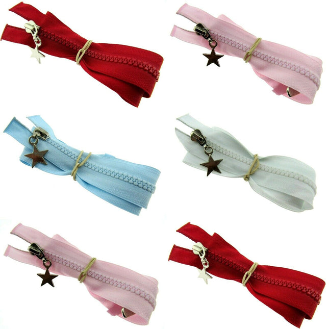 23" Chunky Plastic 2-Way (Two Way) Open End Zip - With Metal Star Puller - ThreadandTrimmings