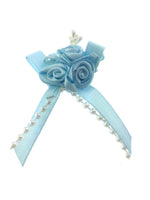 Ribbon Bows with Rose Cluster, String Beads, Stamens and Contrasting Leaves Mono
