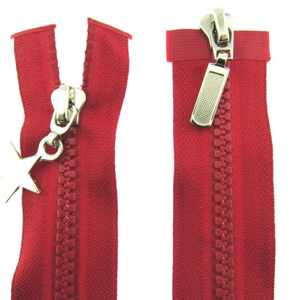 23" Chunky Plastic 2-Way (Two Way) Open End Zip - With Metal Star Puller - ThreadandTrimmings