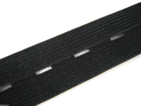 Buttonhole Elastic Available in 16mm, 19mm, 25mm Black / White - New Lower Price - ThreadandTrimmings