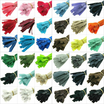 YKK Nylon Zips Closed End Autolock Zips 12", 14" & 16" Choose From 32 Colours - ThreadandTrimmings