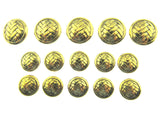 A Set of Gold Herringbone Weave Plastic Blazer Shank Buttons - ThreadandTrimmings