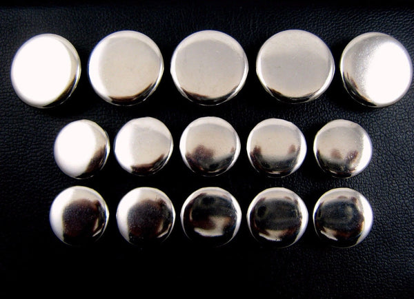 A Set of Plain Polished Metal Silver Blazer Buttons - ThreadandTrimmings